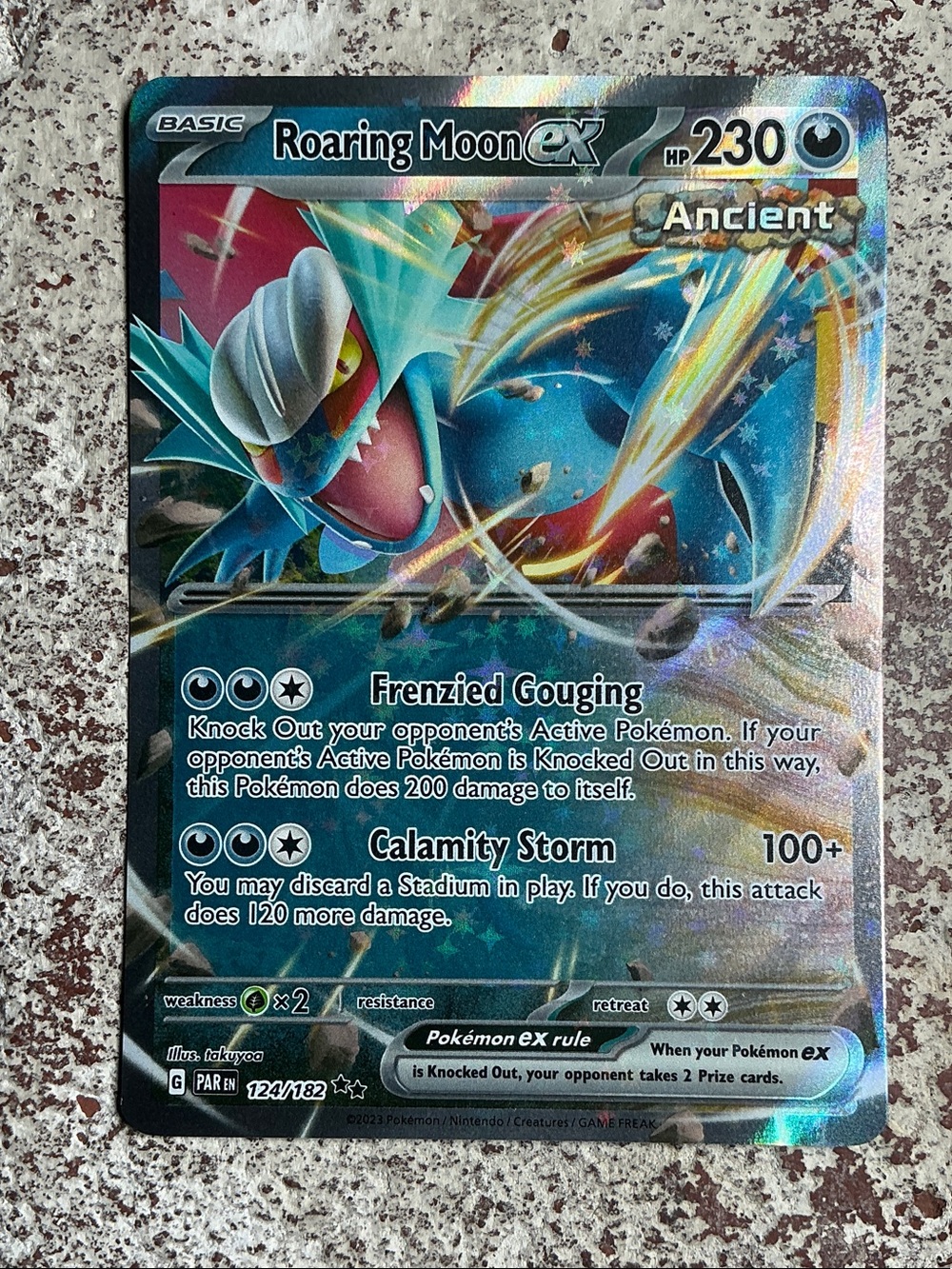 Roaring Moon ex Ancient Pokémon Card - Blue Holo